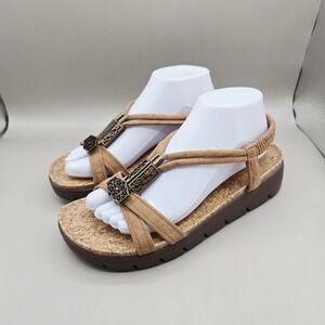 Alegria by PG Lite ROZ-7430 Tan Sandals – Size 39 (US 8–8.5) Cork Footbed